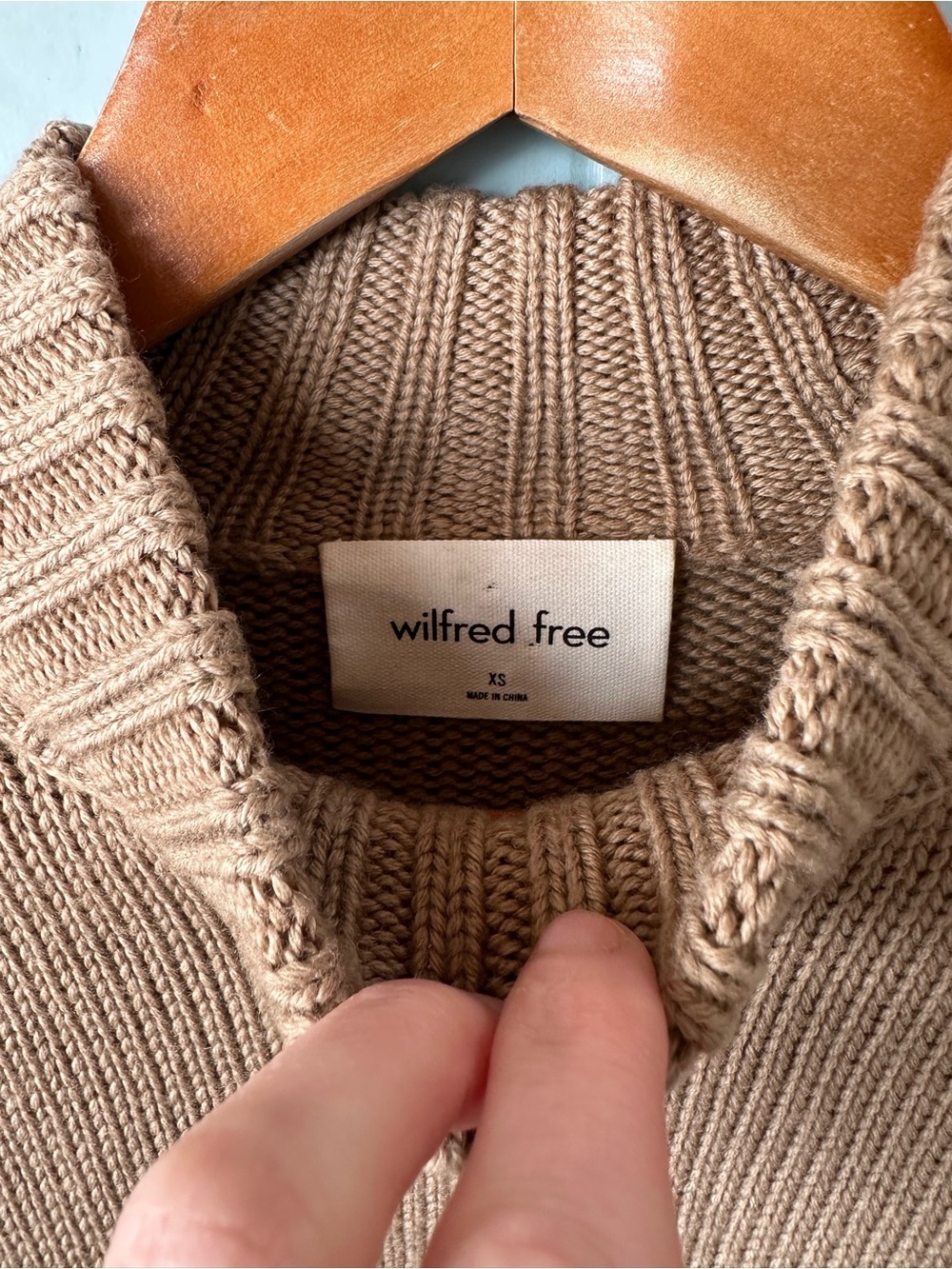 Aritzia Wilfred Free 100% Merino Wool Turtleneck Cropped Sweater Oversized Loose - Picture 6 of 9